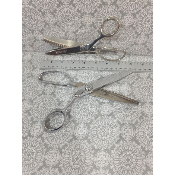 Wiss Model S-97 Pinking Shears, USA Made, Silver Tone Sewing Scissors - Picture 6 of 7